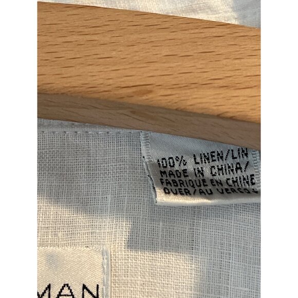 Dana Buchman White Linen Blouse W/ Multicolor Floral Embroidery Button-Down Long - Picture 4 of 9